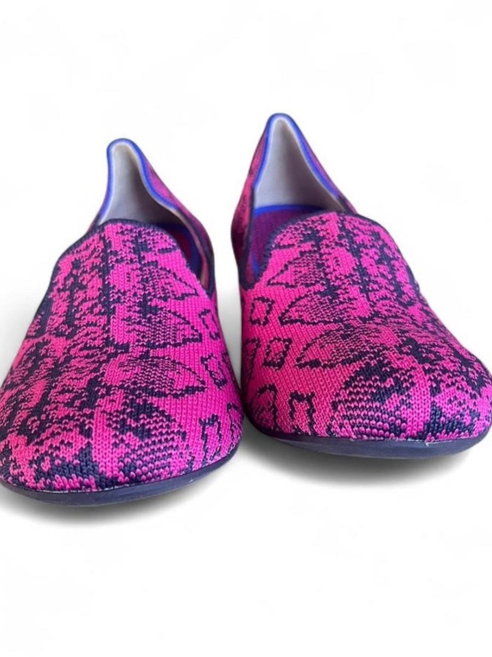 Rothy's The Loafer Retired Fuchsia Navy Snake Print Knit shoes Size 8 - Picture 5 of 8